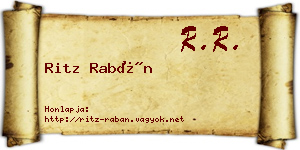 Ritz Rabán névjegykártya